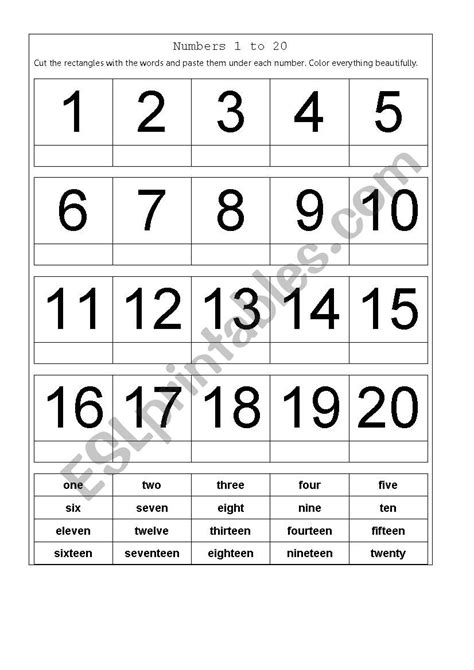 Numbers 1 To 20 Esl Worksheet By Teavi