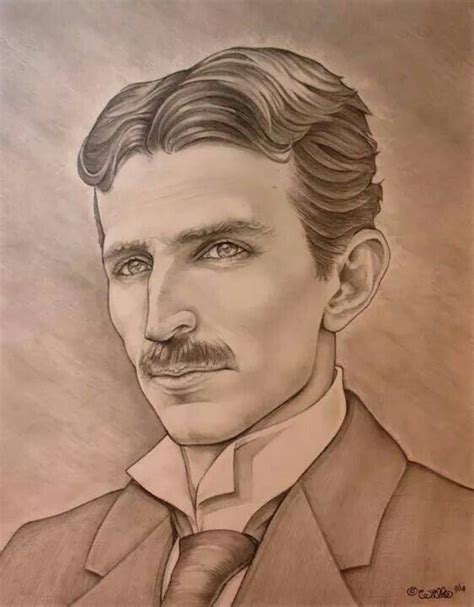 X Graphite Illustration Of Nikola Tesla Titled