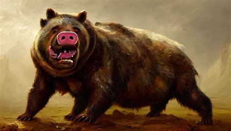 Highly Detailed Painting Of A Half Bear Half Man Pig Stable Diffusion