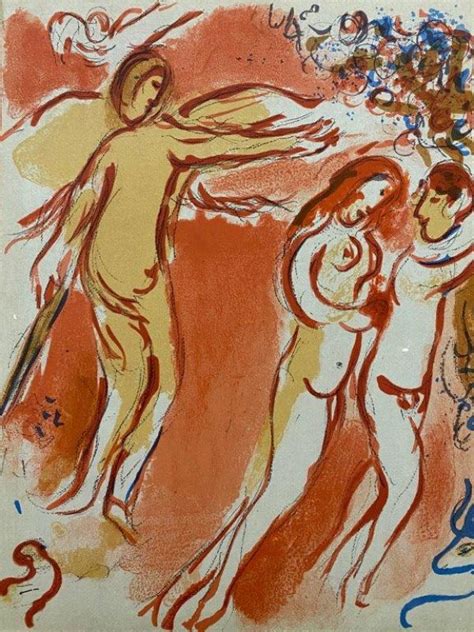 Lithograph Adam And Eve Expelled From The Garden Of Eden By Chagall Marc