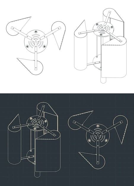 Premium Vector Vertical Axis Wind Turbine Power Generator Drawings