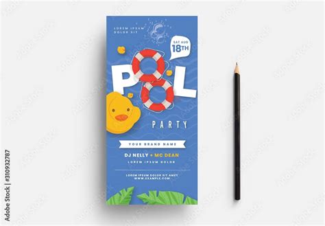 Pool Party Card Layout with Rubber Ducky Illustration Stock Template ...