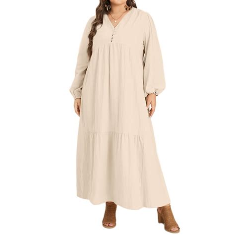 ZANZEA Women V Neck Long Sleeve Flare Swing Holiday Party Kaftan Loose