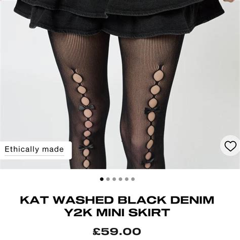 KAT WASHED BLACK DENIM Y2K MINI SKIRT 38 Brand New Depop