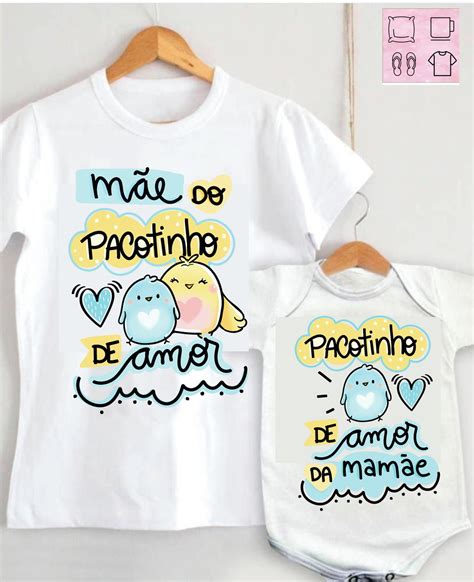 Camiseta Mãe de Pacotinho de Amor kit 02 Elo7