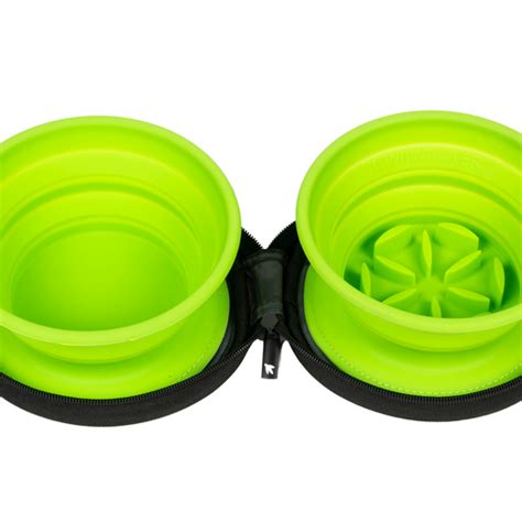 Double Travel Bowl Slowfeeder Mad Og Vandskåle Abc Hundeudstyr