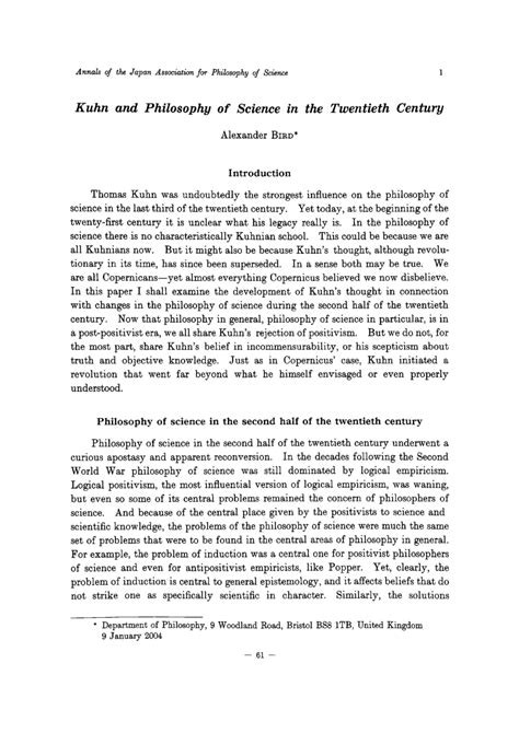 (PDF) Kuhn and Philosophy of Science in the Twentieth Century