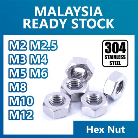 Hex Nut M M M M M M M M M M Stainless Steel Hexagon