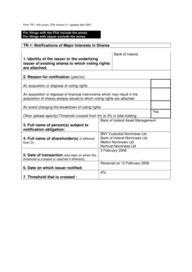 Fillable Online Form TR 1 With Annex FSA Version 2 1 Updated April