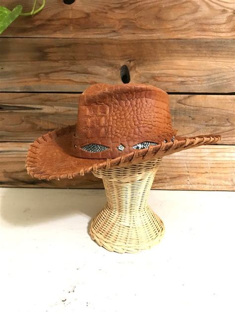 Vintage Henschel Hat Co Leather Rattlesnake Skin O Gem