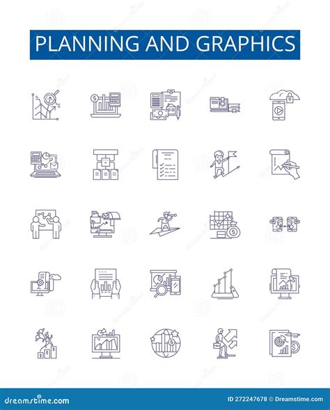 Planning and Graphics Line Icons Signs Set. Design Collection of