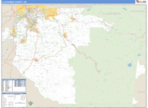 Clackamas County Oregon Zip Code Wall Map