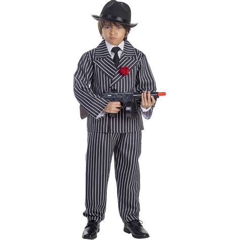 Dress Up America Gangster Costume For Boys Mafia Pinstriped Suit For