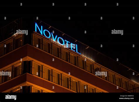 BUDAPEST, HUNGARY - APRIL 7, 2018: Novotel logo on their main hotel for ...