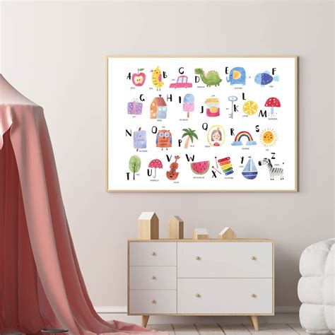 Alphabet Print Nursery Print ABC Nursery Wall Art Alphabet - Etsy