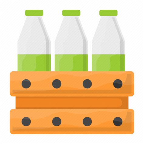 Milk Crate Drinks Bottles Crate Beverages Milk Bottles Icon