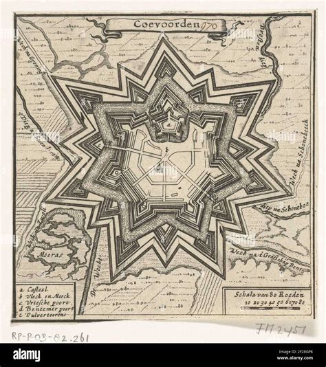 Plattegrond van Coevorden, 1672; Coevoorden.Map of the fortress of ...