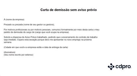 Carta De Demissao O Que E Modelo Aviso Previoaqui Em Images