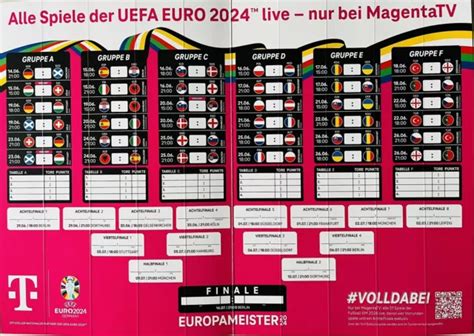 XXL CALENDARIO EM 2024 UEFA EURO 2024 Pianificatore Calcio 45x32 Cm