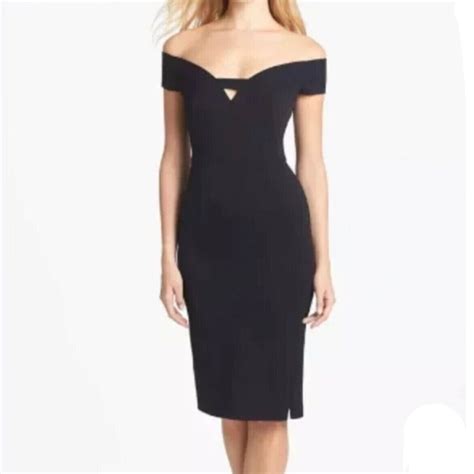 Black Halo Riya Off The Shoulder Cotton Blend Sheath Dress Size 8