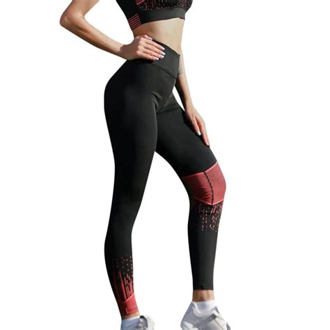 Klv Mulheres De Cintura Alta Yoga Impress O Legging Correndo Cal As