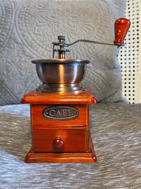 Vintage Wood And Copper Hand Coffee Grinder Box At Etsy