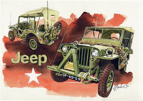 Willys Jeep Mb Painting By Yoshiharu Miyakawa Fine Art America