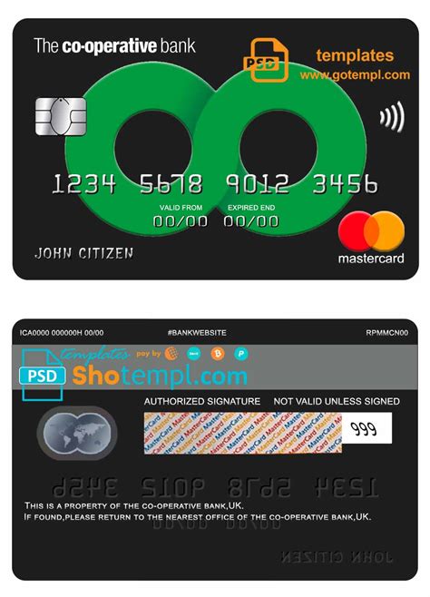 United Kingdom The Co Operative Bank Mastercard Fully Editable Fake