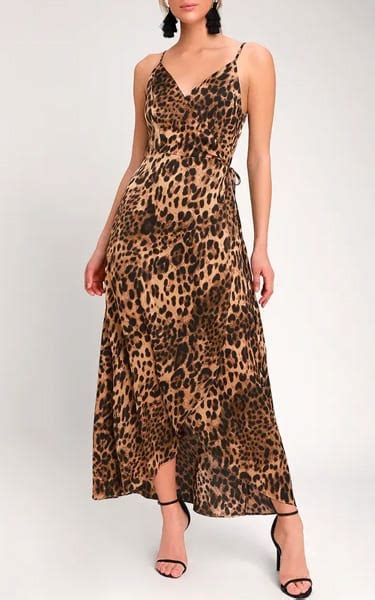 Wildly Wonderful Leopard Print Satin Maxi Wrap Dress