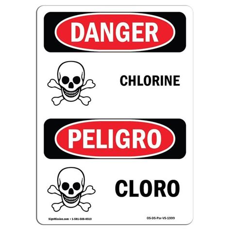 Signmission Safety Sign Osha Danger 14 Height Cloro Bilingual Spanish Os Ds D 1014 Vs 1999