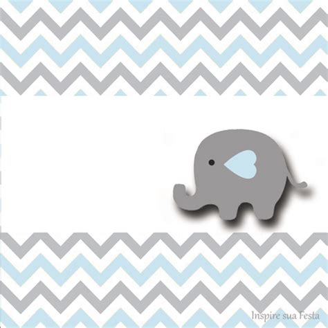 Elefante Bebé en Celeste y Gris Invitaciones y Etiquetas para Candy