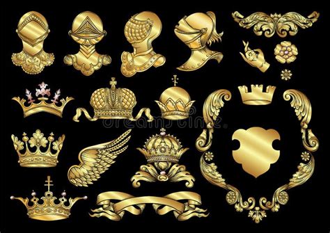 Set Of Crowns Knight Helmet Shield Coat Of Arms Ribboncrawnset1zz