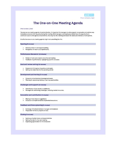 10 One On One Meeting Templates For Productive Meetings Aihr