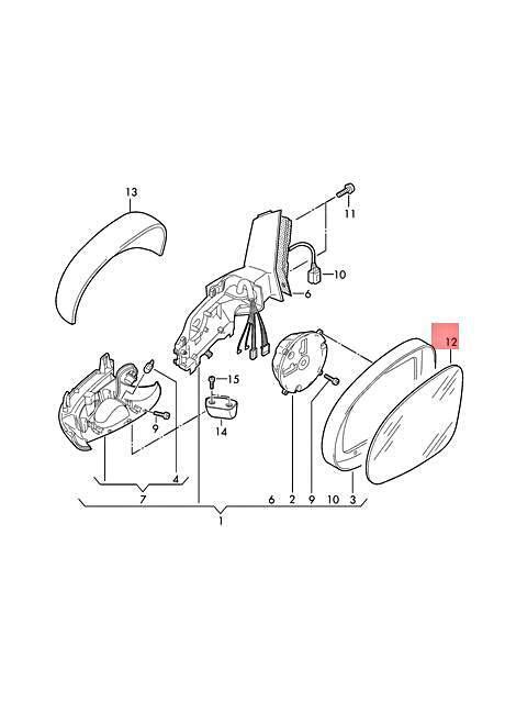 Genuine Seat Vw Mirror Glass Aspherical Wide Angle With Plate