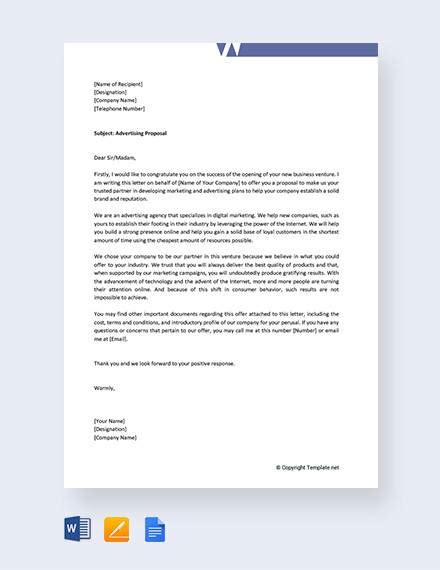 Free 16 Advertising Proposal Letter Samples And Templates