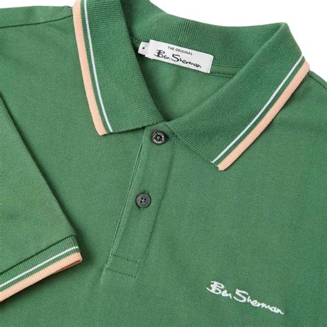 Ben Sherman Mod Tipped Signature Pique Polo In Rich Fern