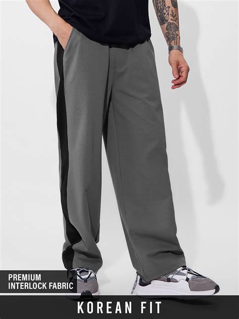 Buy Solids Flannel Grey Men Korean Pants Online