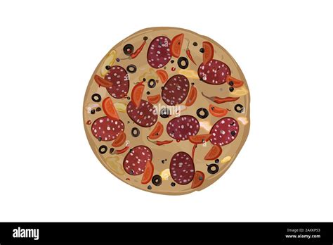 Pepperoni Pizza Tomato Pepper Olives Cheese Dough Salami Sausage