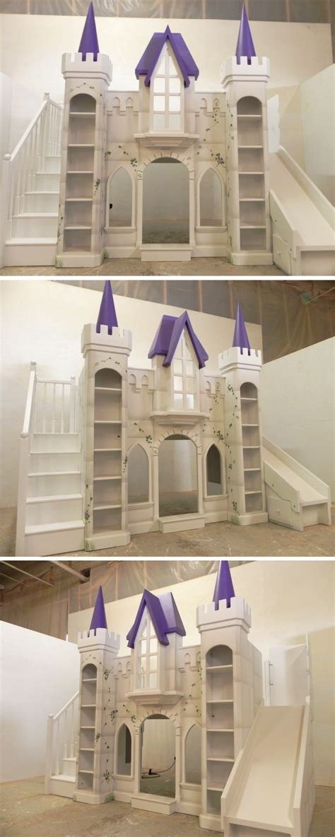 This Purple San Marcos Princess Castle Bunk Bed And Indoor Playhouse Is