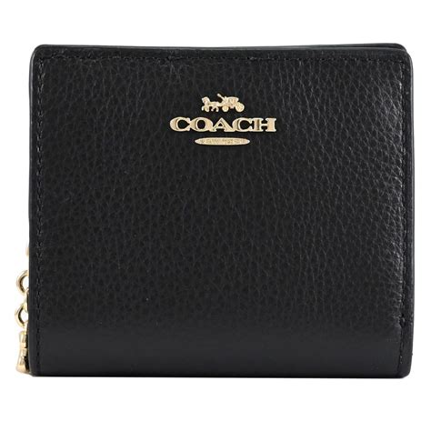 Coach 蔻馳 金屬c Logo荔枝皮革對折零錢短夾黑 Pchome 24h購物