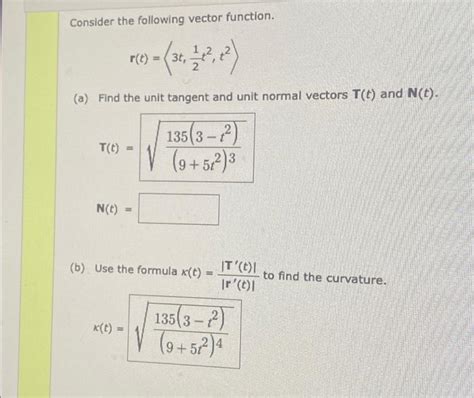 Solved Consider The Following Vector Function R T 3t