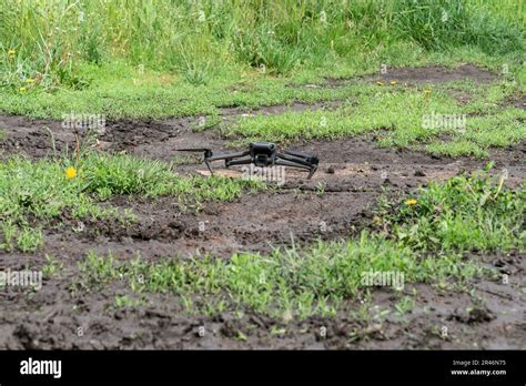 Dji Mavic 3 Drone Seen On The Ground Before Member Of Special Ukrainian Army Unit Of Drones