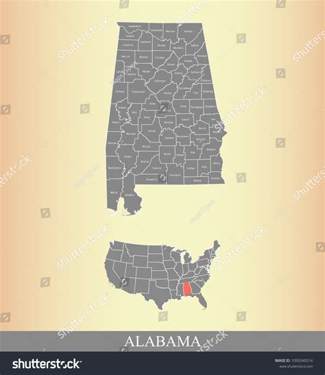 Alabama County Map Names Alabama State Stock Vector Royalty Free