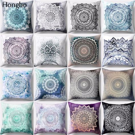 Hongbo 1 Pcs Datura Cushion Cover Mandala Printed Pillow Case