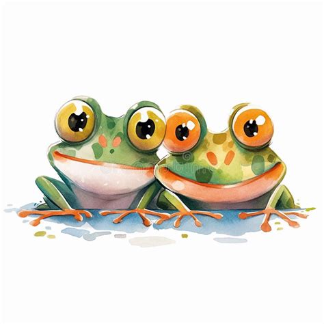 Cute Frogs Cartoon Illustration Set Stock Vector Illustration Of