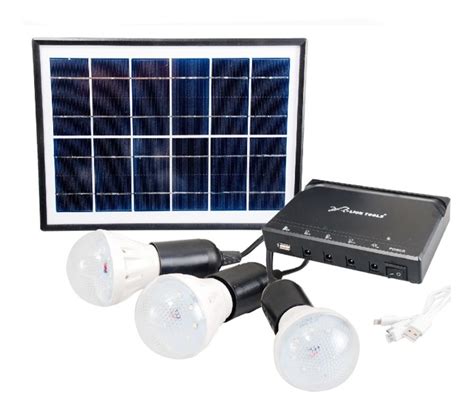 8 Sistema Iluminacion Solar 3 Foco Led Bateria Panel 6w U LEDANDTOOLS