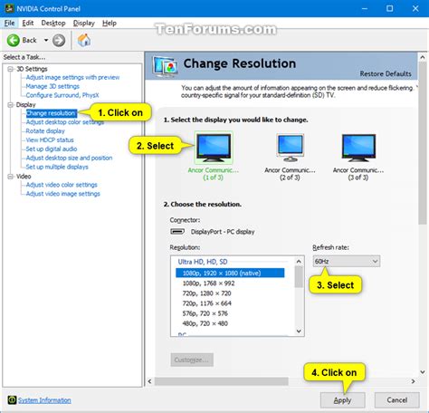 Change Screen Refresh Rate Of Display In Windows Tutorials