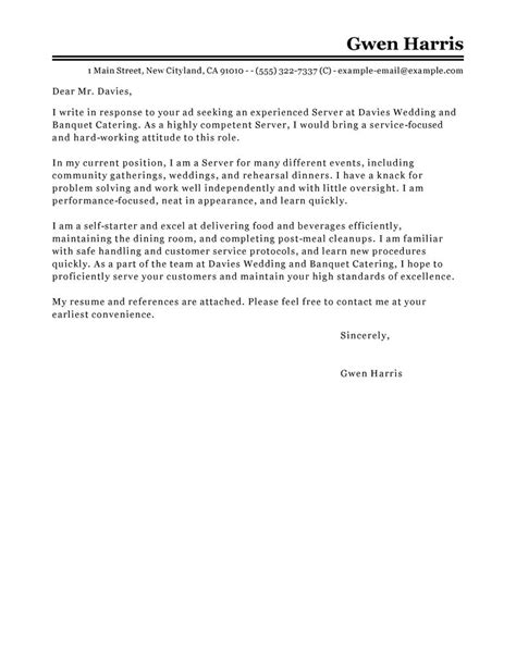 Best Server Cover Letter Examples Livecareer