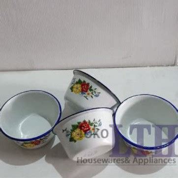 Jual MANGKOK TINGGI JADUL 15 CM BASKOM KOBOKAN SENG ENAMEL KALENG MOTIF