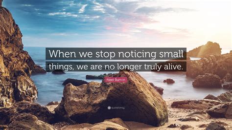 Neel Burton Quote When We Stop Noticing Small Things We Are No